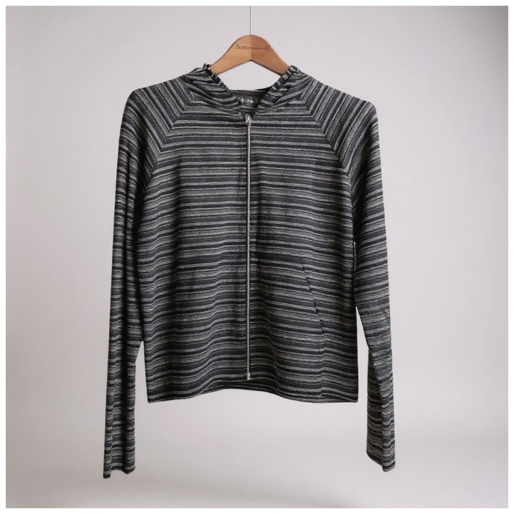 JOIA NYC Women’s Full-Front Zip Hoodie. Black, Gray. Size Large